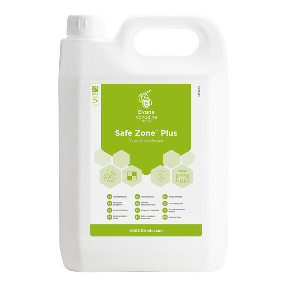 Evans Vanodine Safe Zone Plus Virucidal Sanitiser - 5ltr