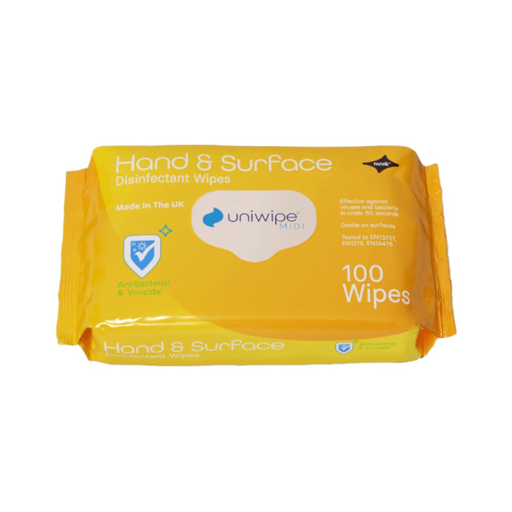 Uniwipe Biodegradable Hand and Surface Wet Wipes - Pack 100