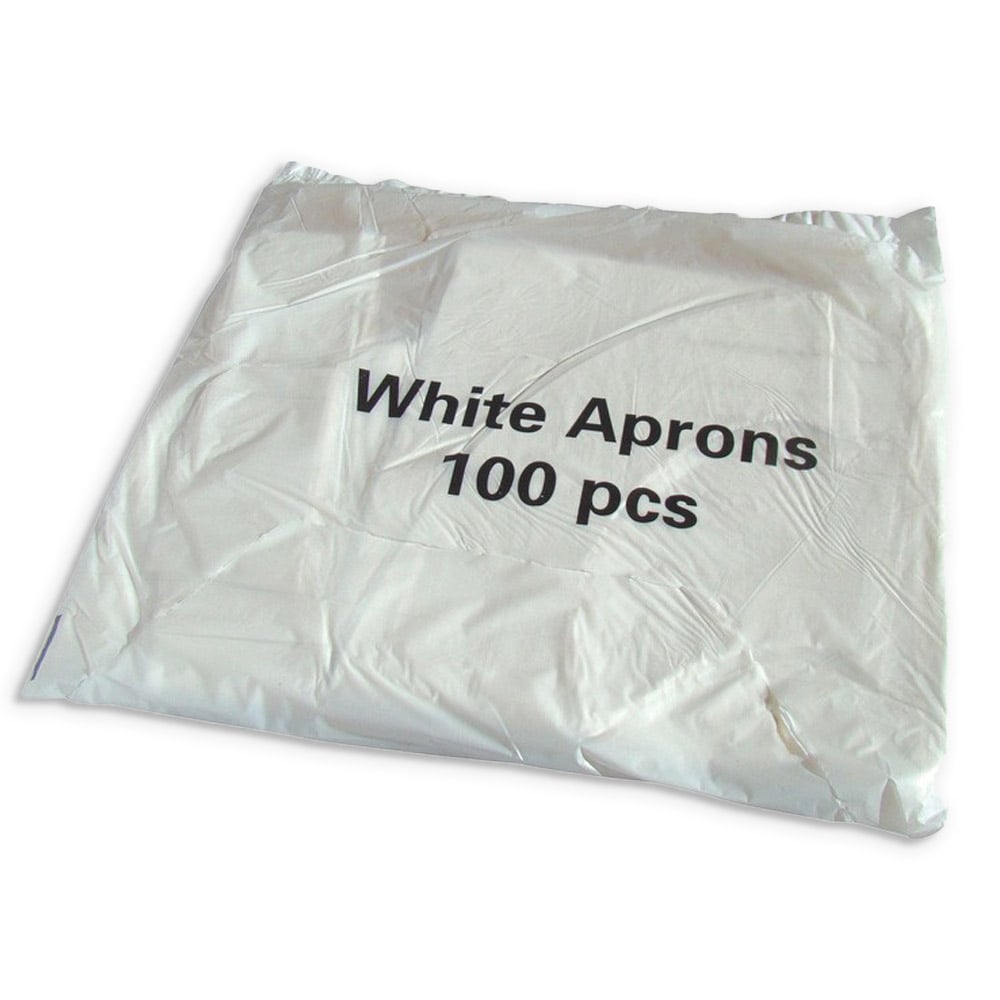 White Disposable Polythene Aprons - Pack of 100